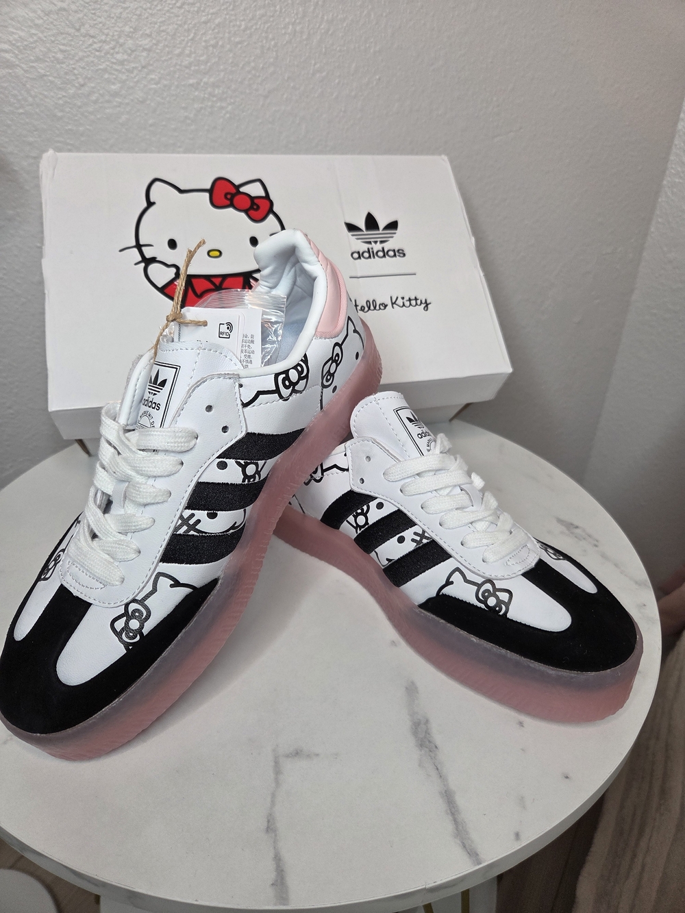 Hello Kitty White & Pink Samba-Style Sneakers